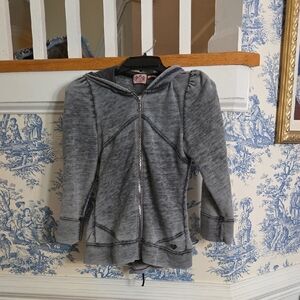 Juicy Couture- Feminine Gray Zip-Up Hoodie- Peplum Style.S